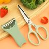 2pcs Kitchen Scissors & Vegetables Peeler; Stainless Steel Multifunctional Food Scissors
