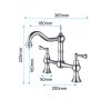 Double Handle Widespread Kitchen Faucet with Traditional Handles,Bridge Dual Handles Kitchen Faucet,Kitchen sink faucet