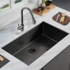 Aqucubic Large Gunmetal Black Handmade 304 Stainless Steel Undermount Kitchen Sink with Accessories